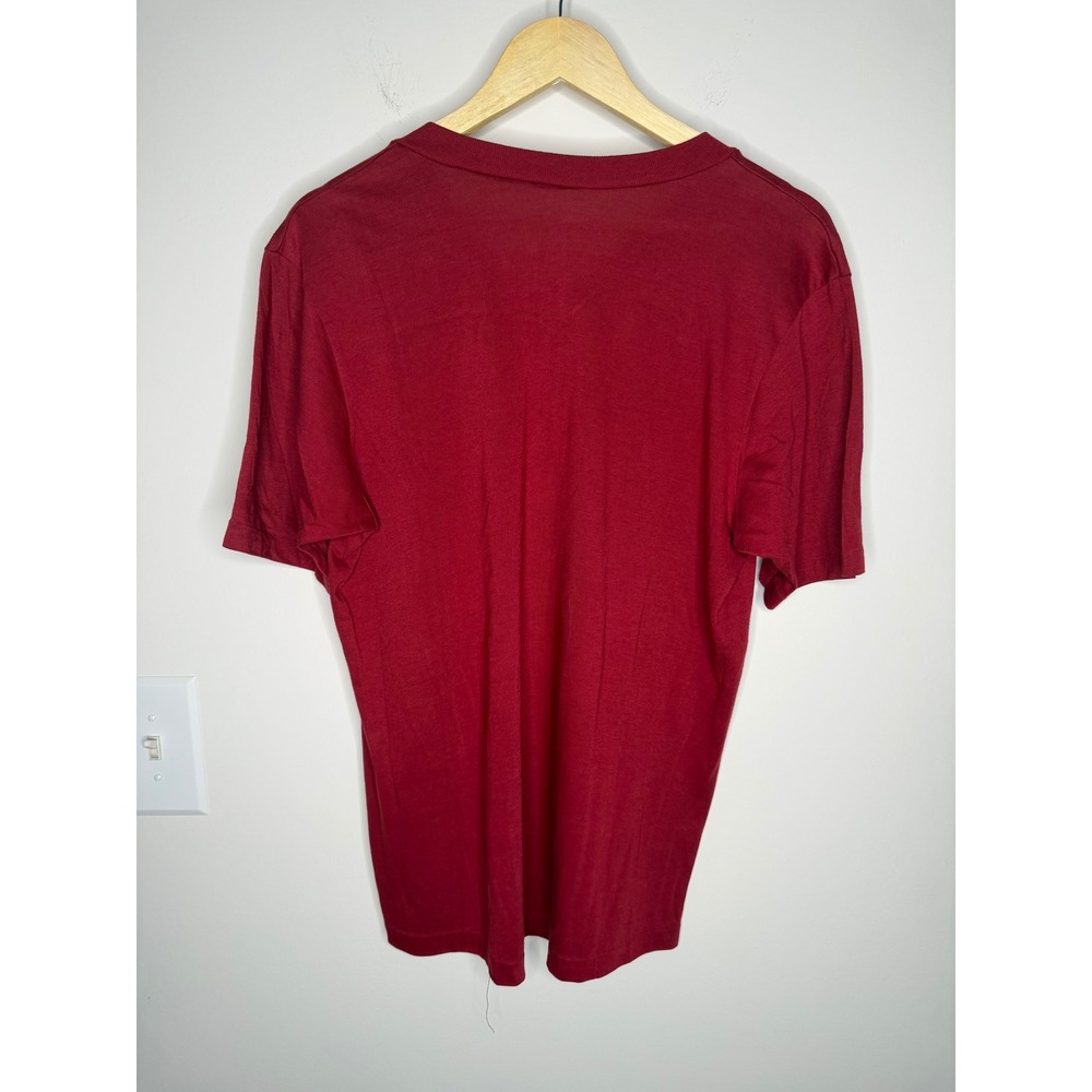 Vintage 70s 80s Niagara Falls V-Neck T-Shirt Burgundy Large Single Stitch City - Picture 2 of 6